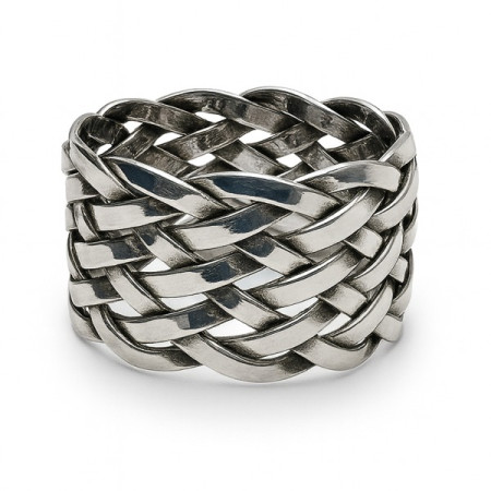 Bague tressée en argent