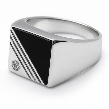 Chevalière en argent avec onyx noir