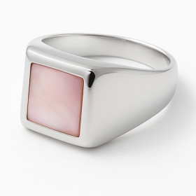 Bague en argent avec nacre rosée