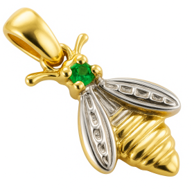 Pendentif abeille en or avec émeraude