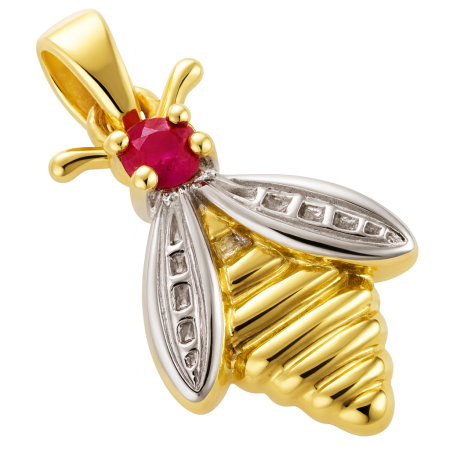Pendentif abeille en or avec rubis