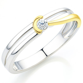 Bague or et argent avec ziconia