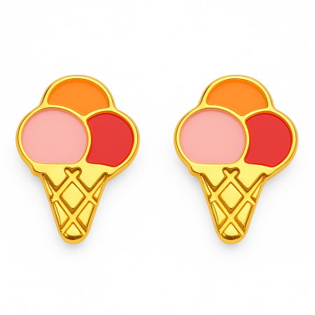 Clous d'oreilles or cornets de glaces