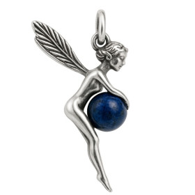 Pendentif elfe en argent et azurite