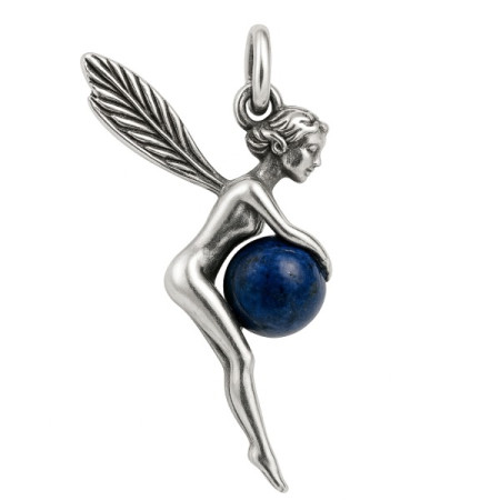 Pendentif elfe en argent et azurite