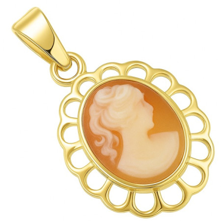 Pendentif plaqué or et camée.