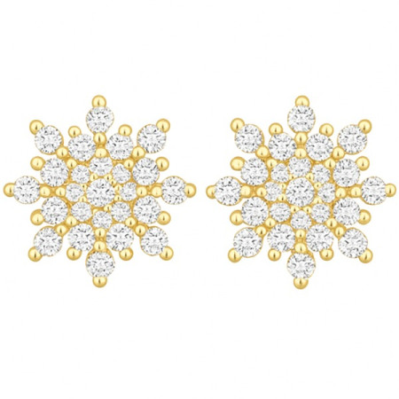 Clous d'oreilles plaqué or flocon de neige