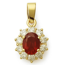 Pendentif plaqué or avec rubis synthétique.