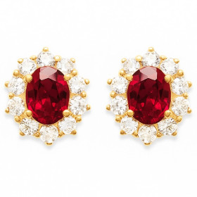 Boucles d'oreilles plaqué or avec rubis synthétique