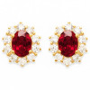 Boucles d'oreilles plaqué or avec rubis synthétique
