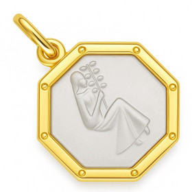 Zodiaque Verseau médaille plaqué or
