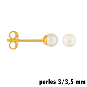 Clous d'oreilles or et perles de 3/3,5 mm