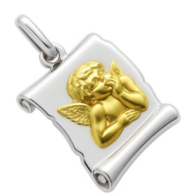 Médaille ange or bicolore