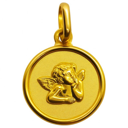 Médaille ange en or ronde