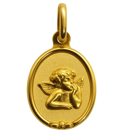 Médaille ange en or ovale