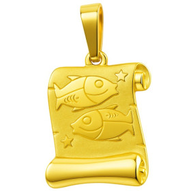 Médaille zodiaque poissons or jaune