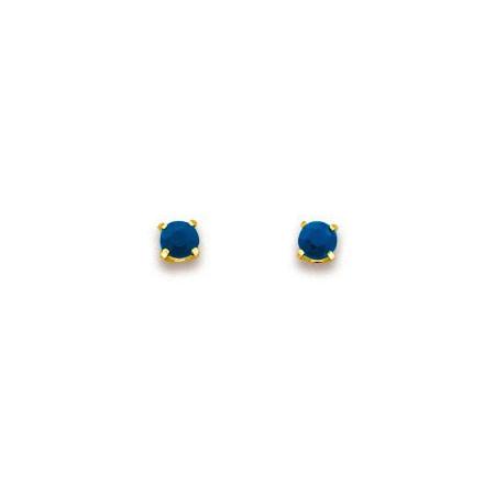 clous d'oreilles en or 750, saphirs 2.5 mm