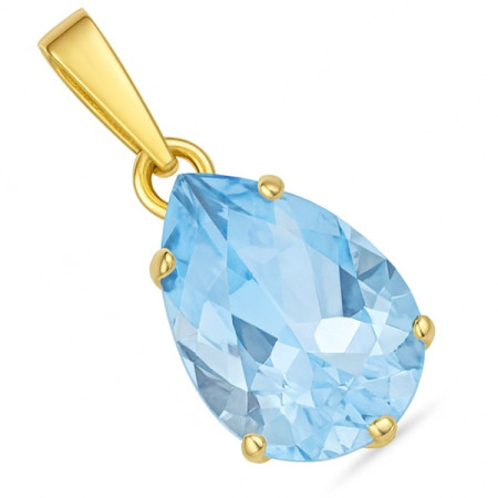 Pendentif or 750/1000 et topaze bleue
