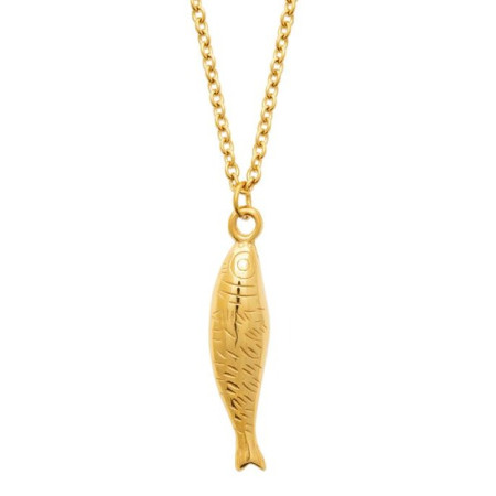 Collier poisson en acier doré