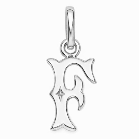 Pendentif lettre F en argent.