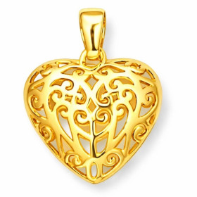 Pendentif coeur ajouré plaqué or