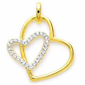 Pendentif coeurs plaqué or.