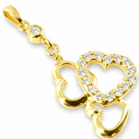 Pendentif coeurs plaqué or et oxydes de zirconium