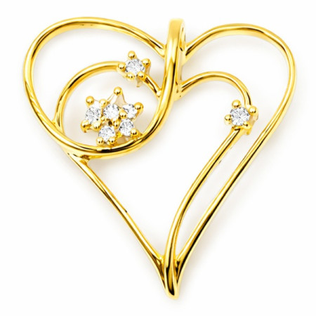 Pendentif coeur plaqué or et oxydes de zirconium