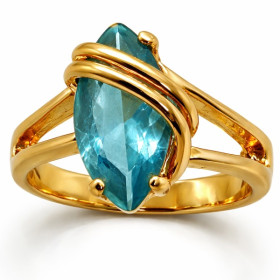 Bague plaqué or avec pierre bleue taille marquise