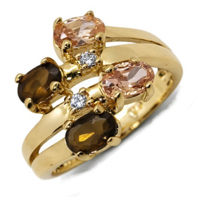 Bague plaqué or pierres multicolores