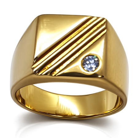 Chevalière plaqué or motifs étoilés.