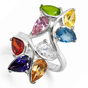 Bague en argent pierres multicolores