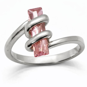 Bague en argent prisme rose