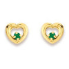Clous d'oreilles coeurs en or avec émeraudes