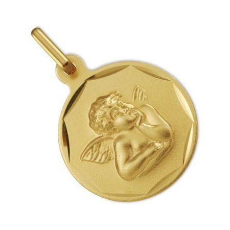 Médaille ange en or diamètre 15 mm