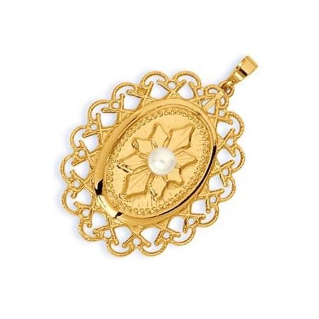 Pendentif or et perle de culture.