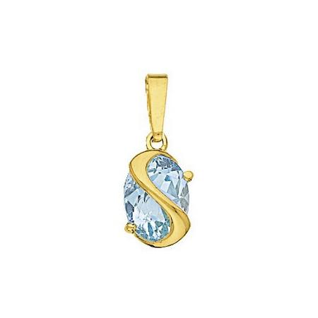 Pendentif or et topaze bleue 10 x 8 mm