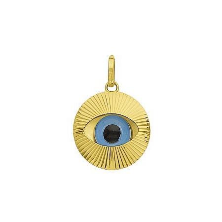 Pendentif oeil bleu en or, protection