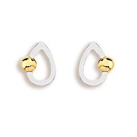 Boucles d'oreilles perle or sur goutte ajourée