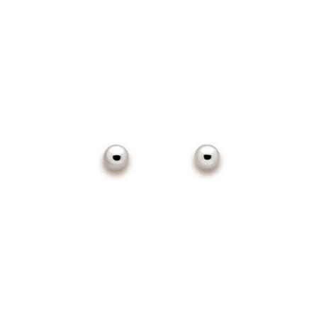 Clous d\'oreilles en or blanc boules 3 mm - Bijouterieonline.com
