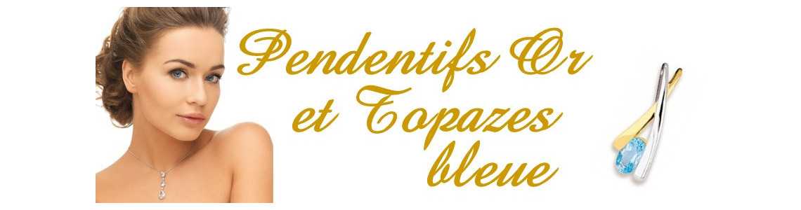 Pendentifs en or et topazes bleue