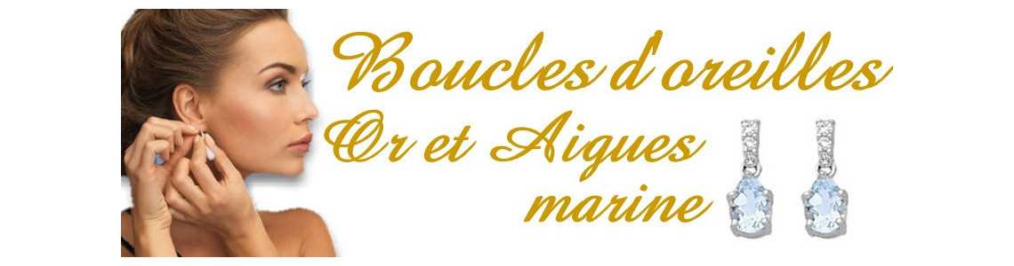 Boucles d'oreilles en or et aigue marine