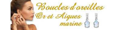 Boucles d'oreilles en or et aigue marine