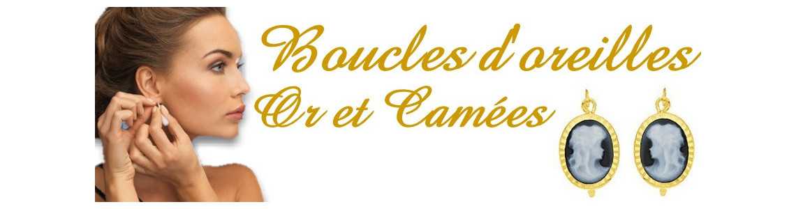 Boucles d'oreilles en or et camées